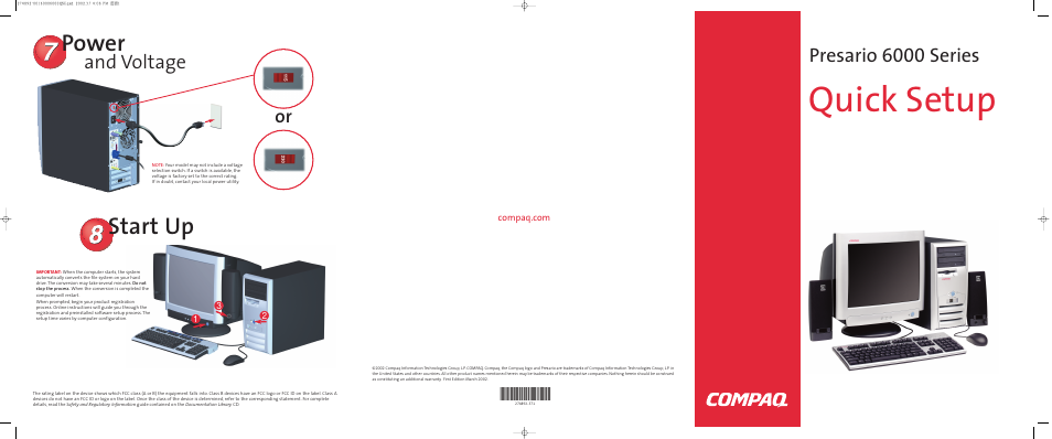 Compaq Presario 6000 Series User Manual | 2 pages