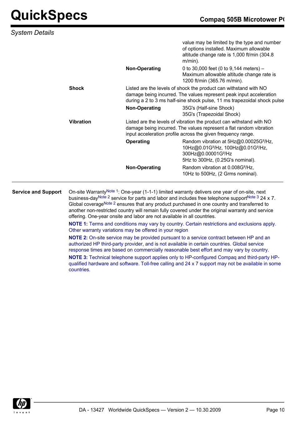 Quickspecs, Compaq 505b microtower pc system details | Compaq 505B User Manual | Page 10 / 32