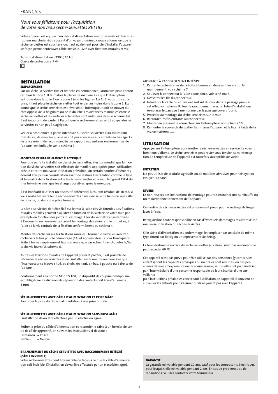 Installation, Français, Utilisation | Radson Athena E User Manual | Page 3 / 10