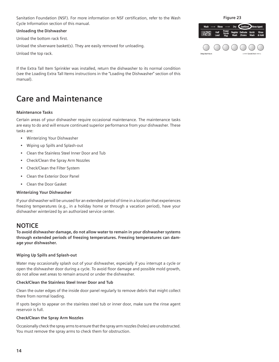 Care and maintenance, Notice | Bosch SHE55C User Manual | Page 14 / 64