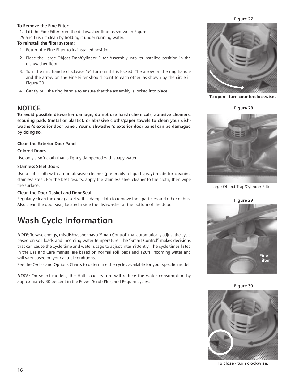 Wash cycle information, Notice | Bosch SHE55C User Manual | Page 16 / 64