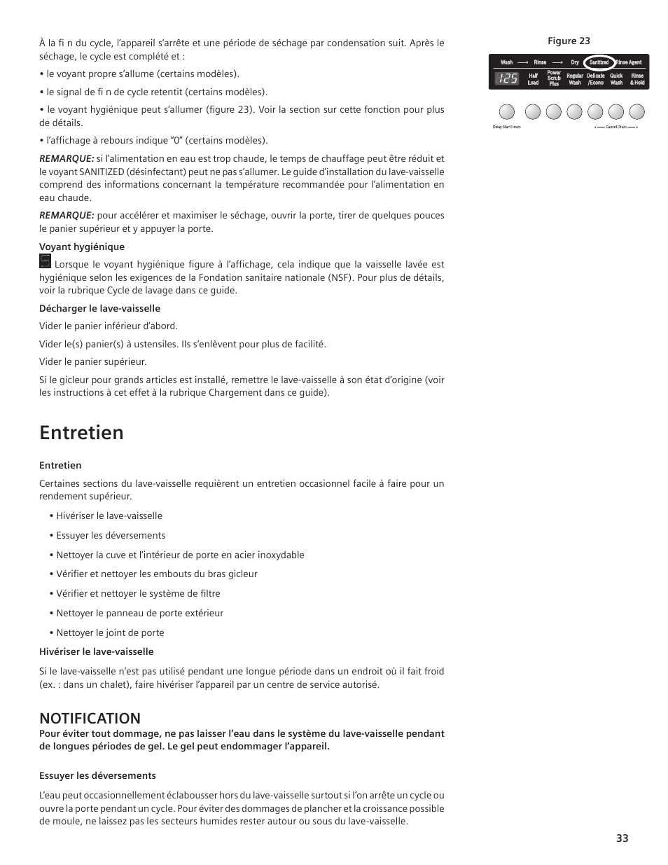 Entretien, Notification | Bosch SHE55C User Manual | Page 33 / 64