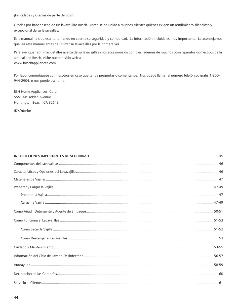 Bosch SHE55C User Manual | Page 44 / 64