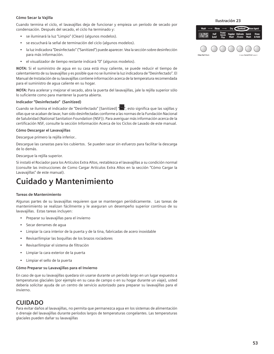 Cuidado y mantenimiento, Cuidado | Bosch SHE55C User Manual | Page 53 / 64