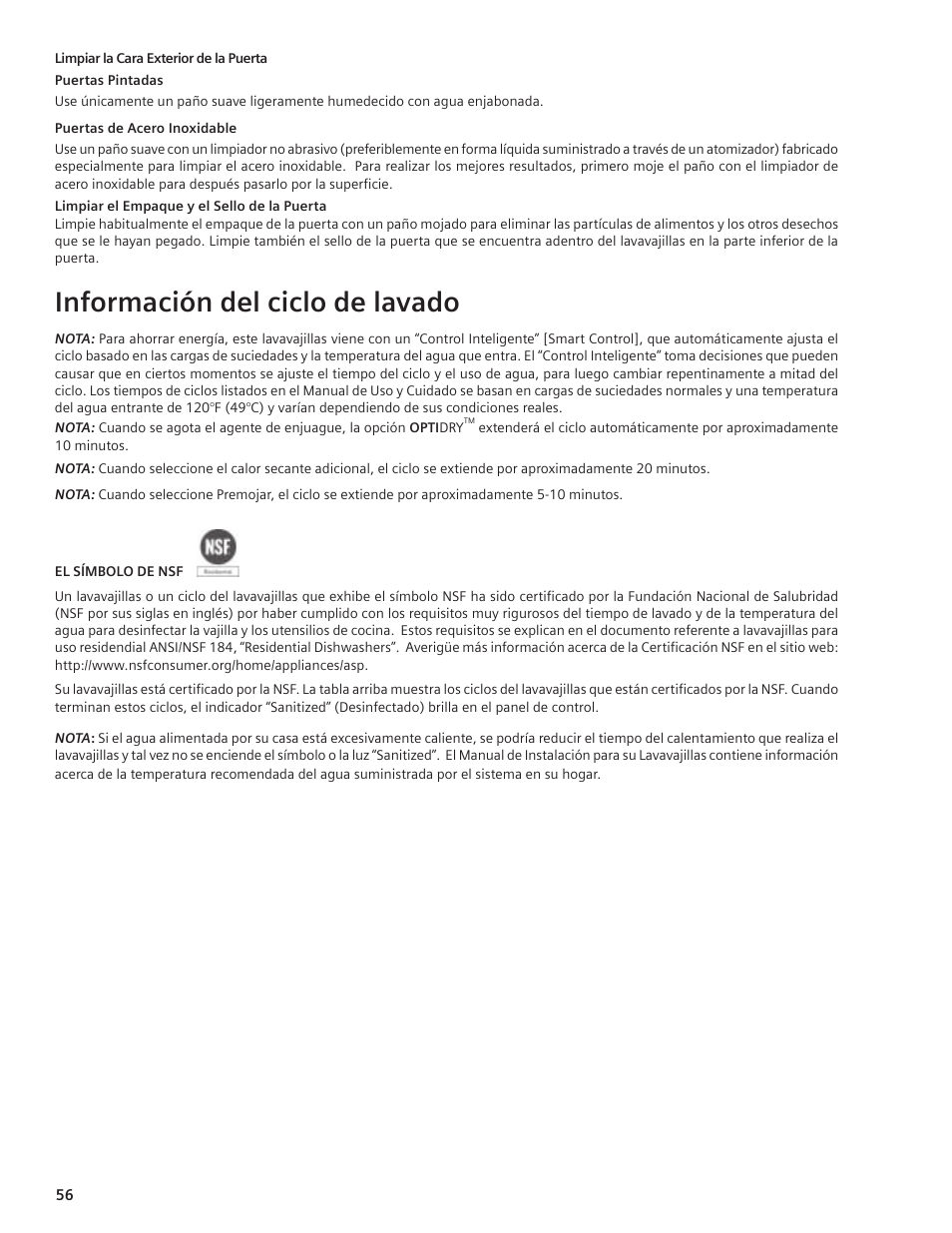 Información del ciclo de lavado | Bosch SHE55C User Manual | Page 56 / 64