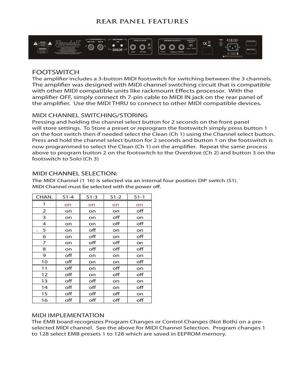 Nbking100_pg5dh, Footswitch | Randall Amplifiers NB KING100 User Manual | Page 6 / 7