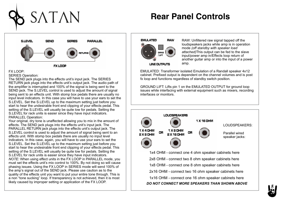 Rear panel controls | Randall Amplifiers SATAN User Manual | Page 5 / 6