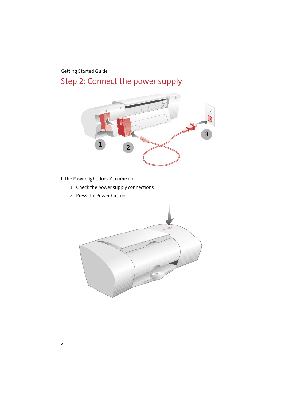 Step2: connect the power supply, Step 2: connect the power supply | Compaq IJ650 User Manual | Page 5 / 26