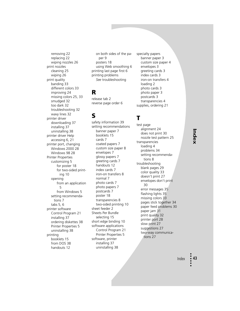 Index | Compaq IJ1200 User Manual | Page 47 / 48