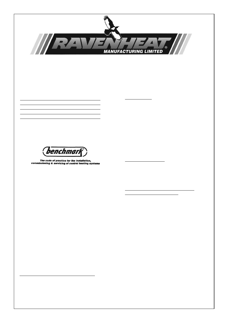 Ravenheat CSI System User Manual | 4 pages