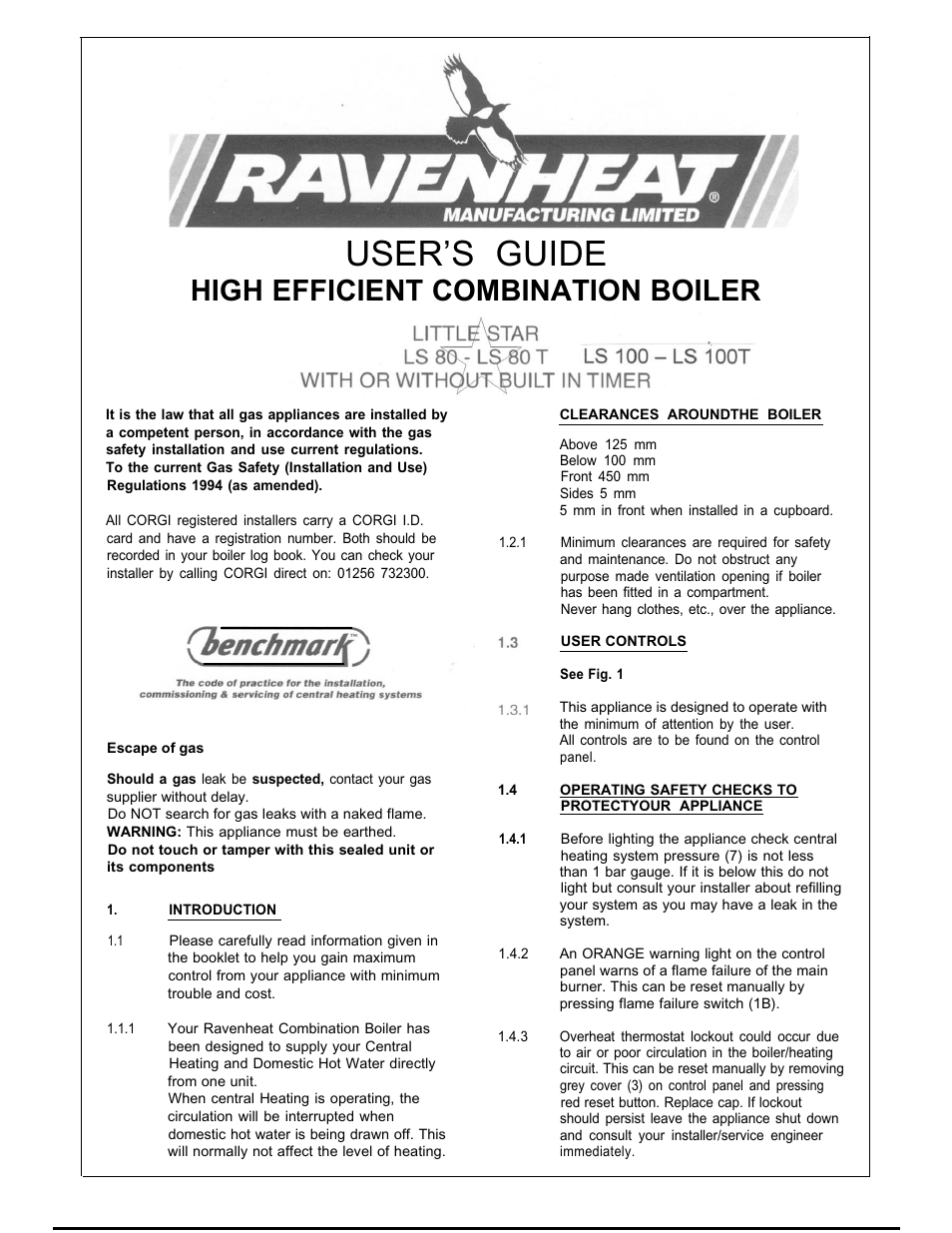 Ravenheat LS80 User Manual | 4 pages