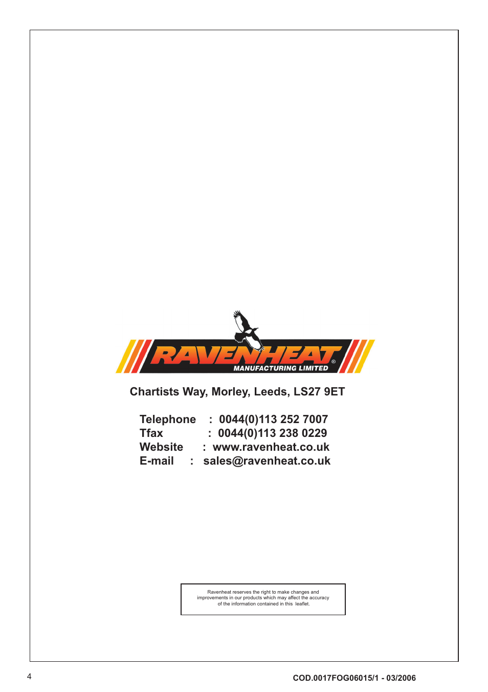 Ravenheat CSI PRIMARY (old model) User Manual | Page 4 / 4
