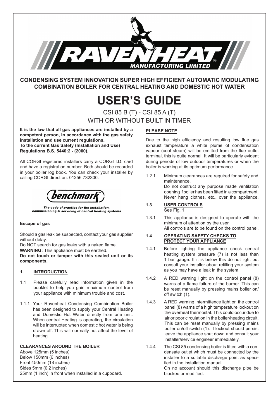 Ravenheat CSI 85 (old model) User Manual | 4 pages