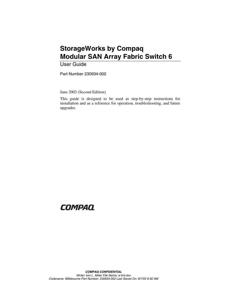 Compaq 230934-002 User Manual | 170 pages