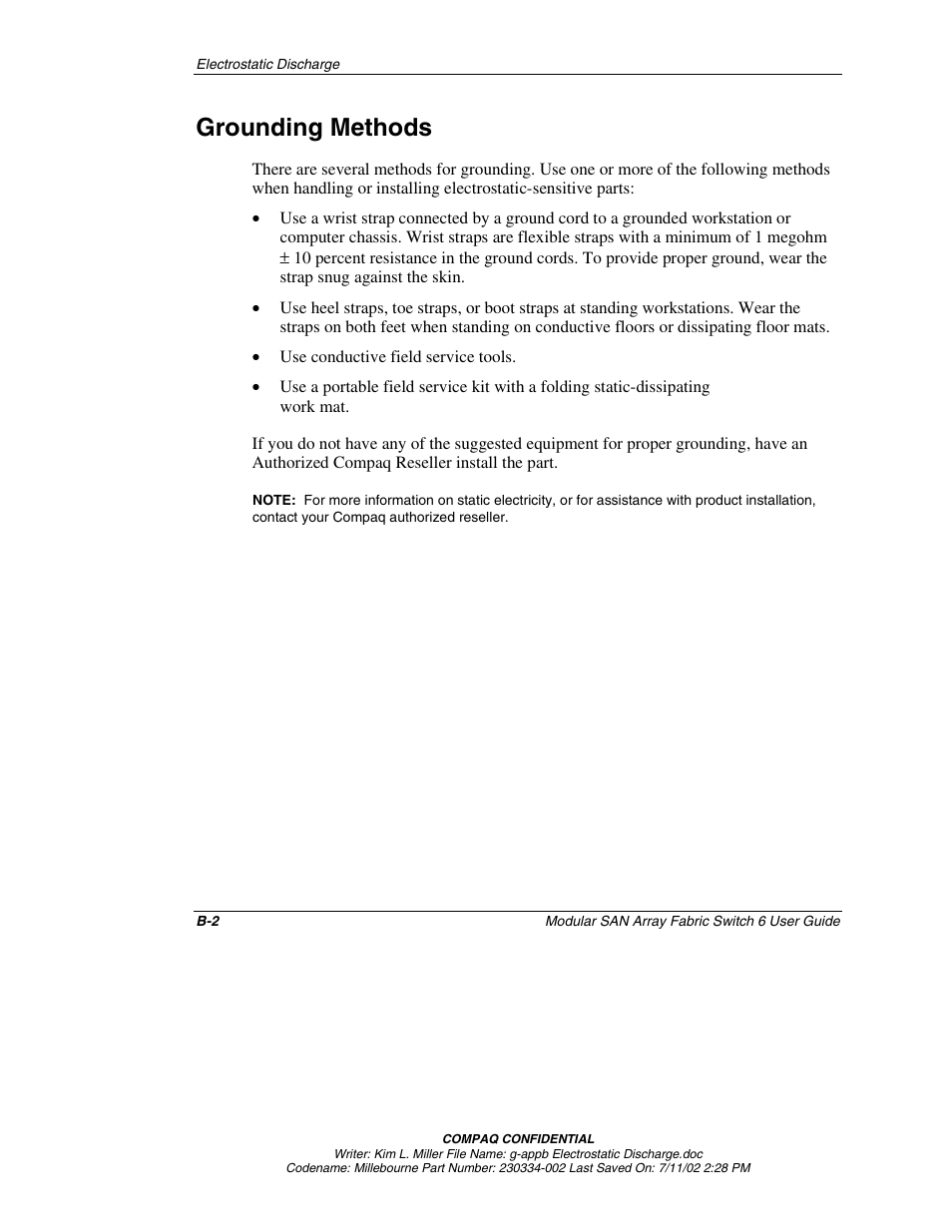 Grounding methods | Compaq 230934-002 User Manual | Page 107 / 170