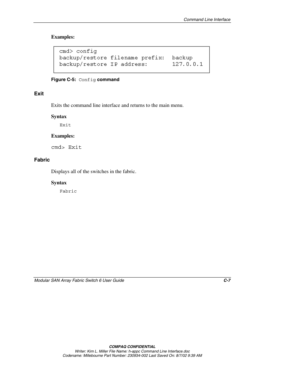 Exit, Fabric | Compaq 230934-002 User Manual | Page 114 / 170