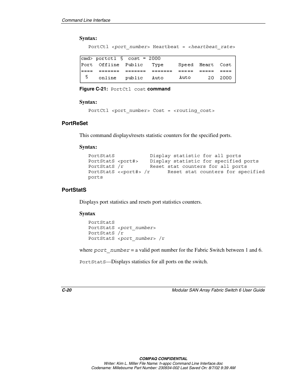 Portreset, Portstats | Compaq 230934-002 User Manual | Page 127 / 170