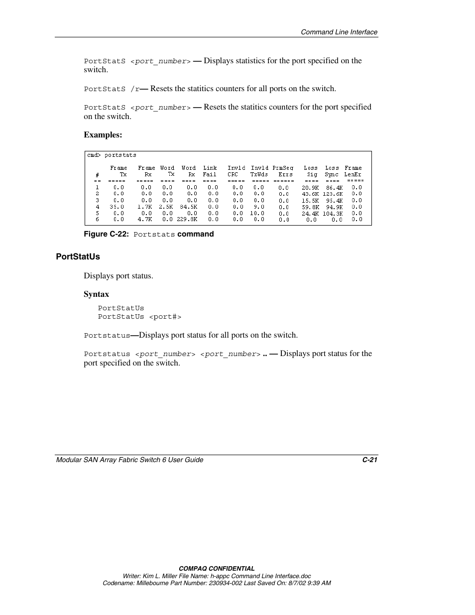 Portstatus | Compaq 230934-002 User Manual | Page 128 / 170