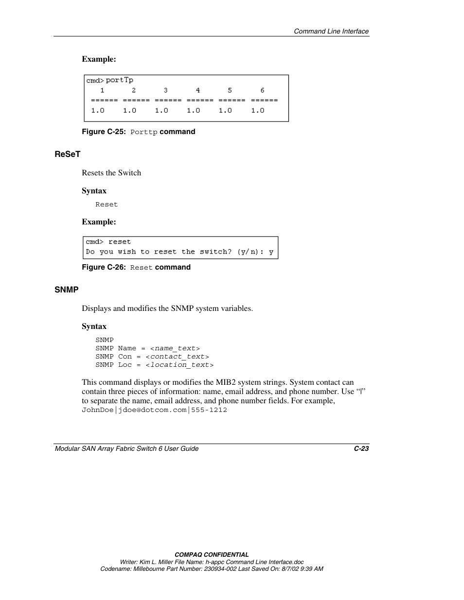 Reset, Snmp | Compaq 230934-002 User Manual | Page 130 / 170