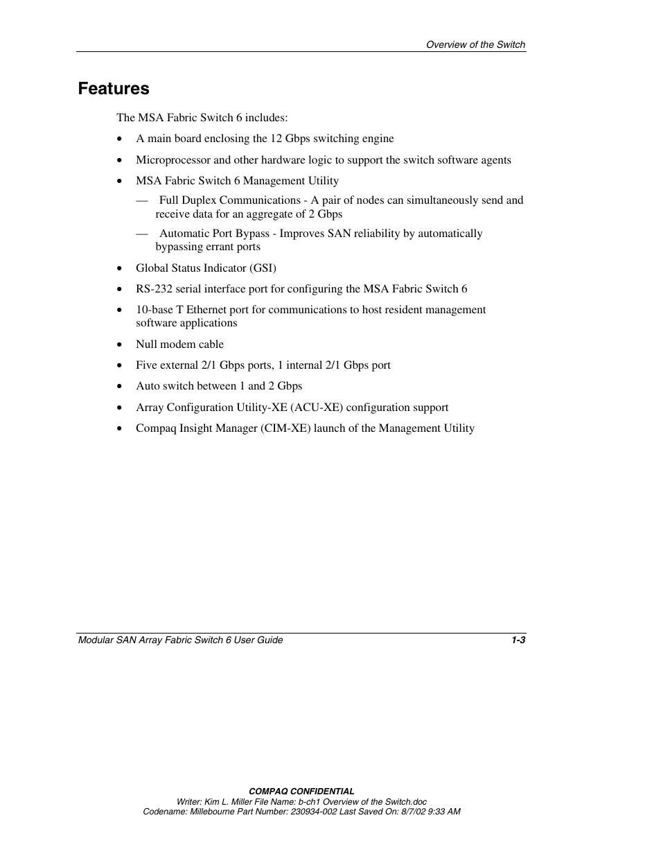 Features, Features -3 | Compaq 230934-002 User Manual | Page 14 / 170