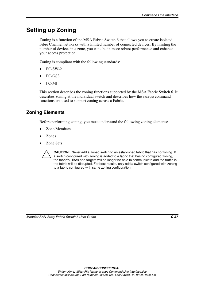 Setting up zoning, Zoning elements | Compaq 230934-002 User Manual | Page 144 / 170