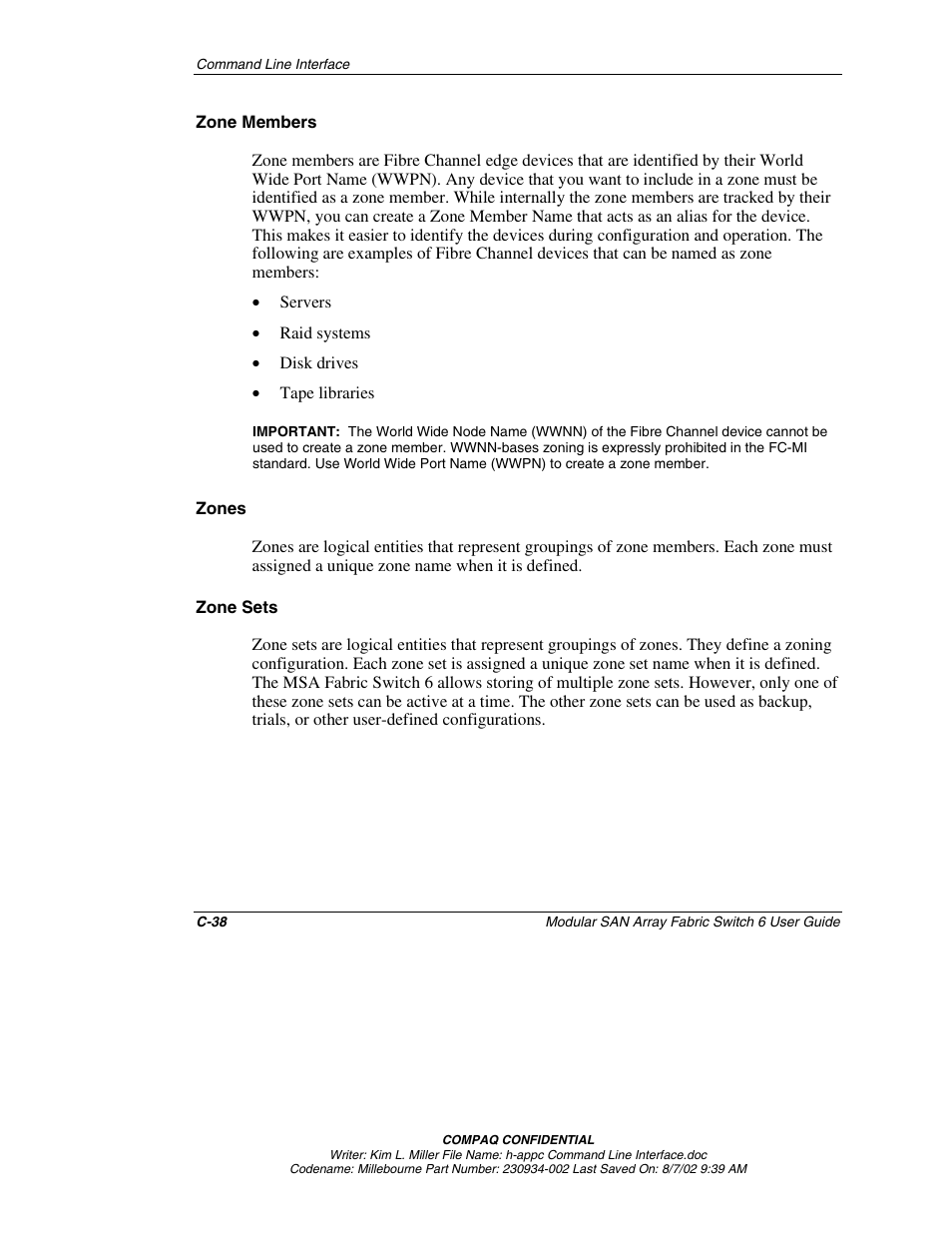 Zone members, Zones, Zone sets | Compaq 230934-002 User Manual | Page 145 / 170