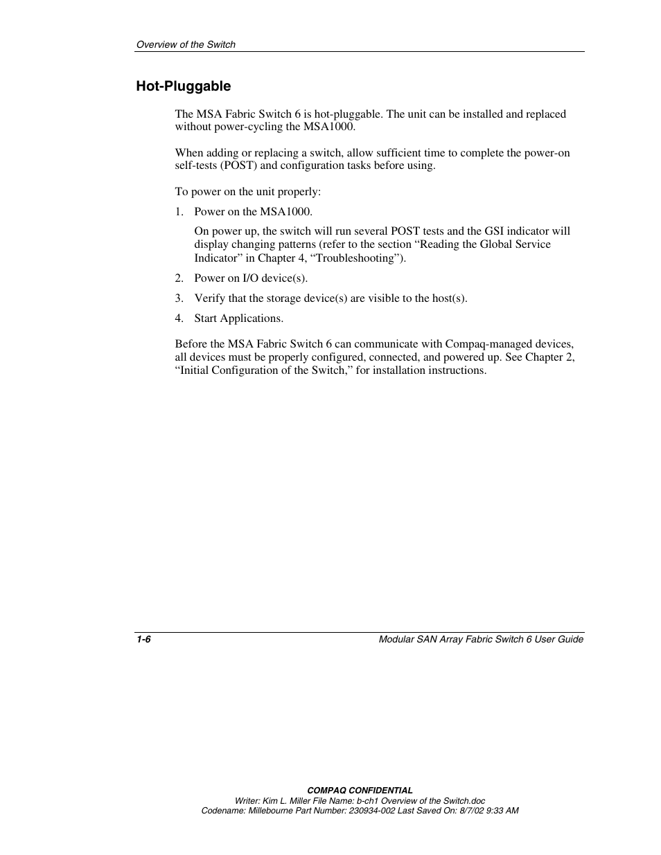 Hot-pluggable, Hot-pluggable -6 | Compaq 230934-002 User Manual | Page 17 / 170