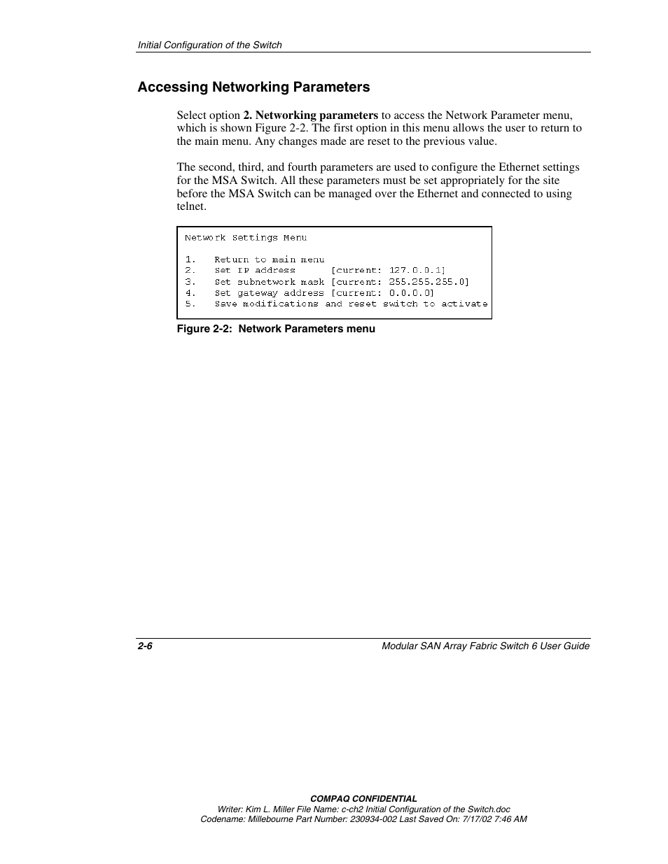 Accessing networking parameters, Accessing networking parameters -6 | Compaq 230934-002 User Manual | Page 23 / 170