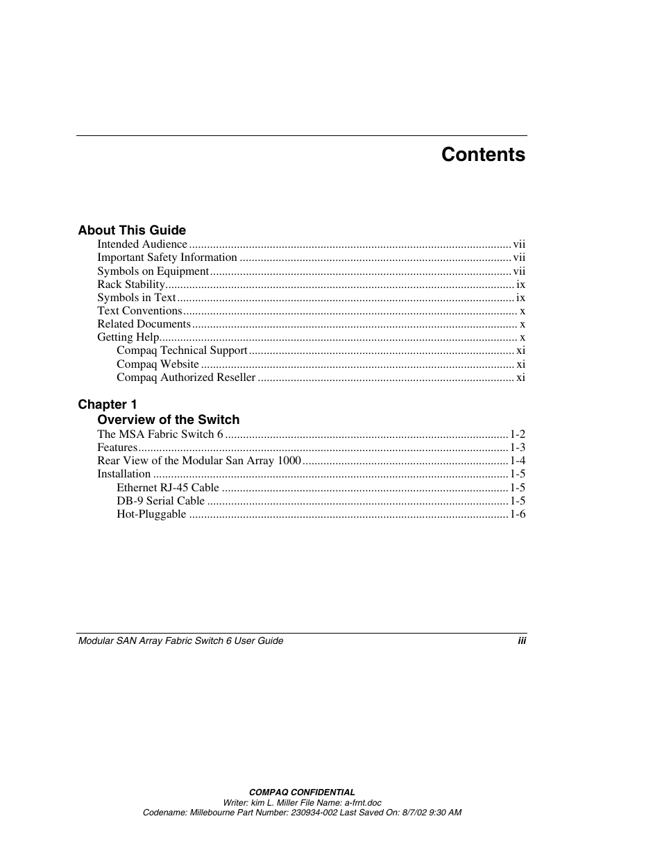 Compaq 230934-002 User Manual | Page 3 / 170