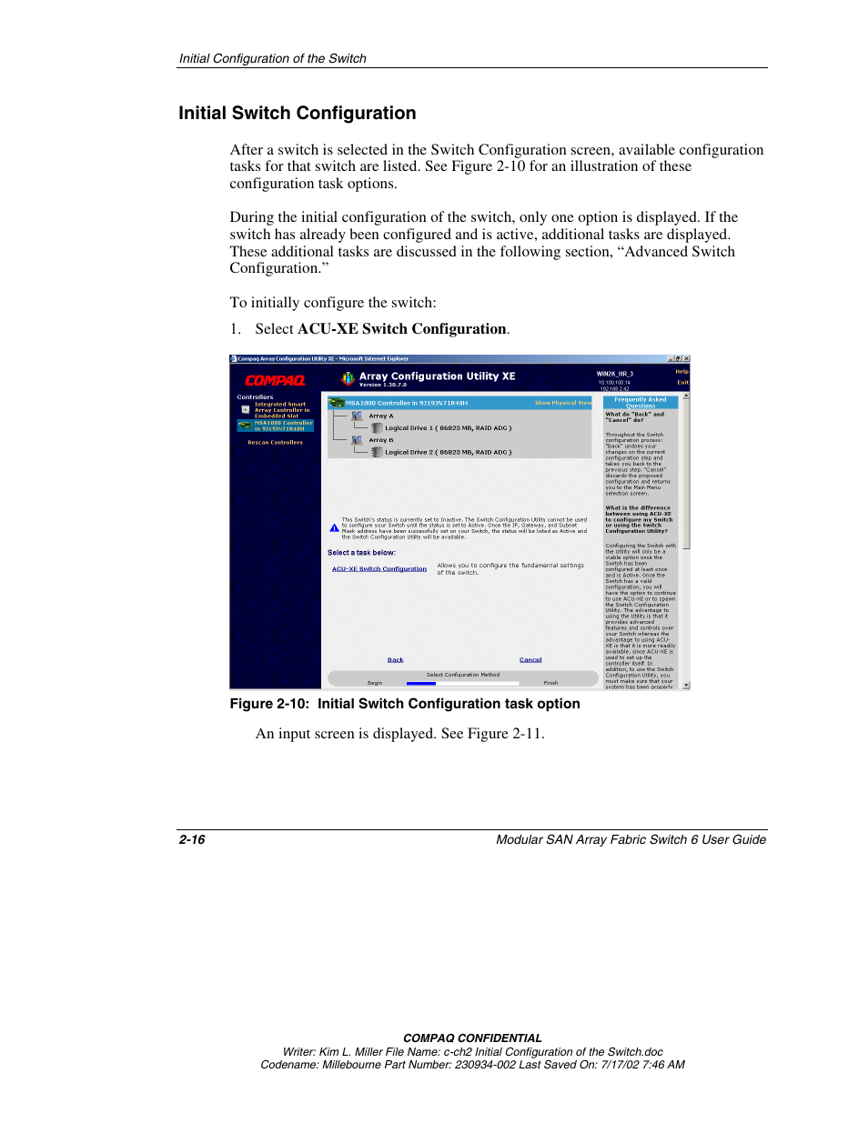 Initial switch configuration, Initial switch configuration -16 | Compaq 230934-002 User Manual | Page 33 / 170