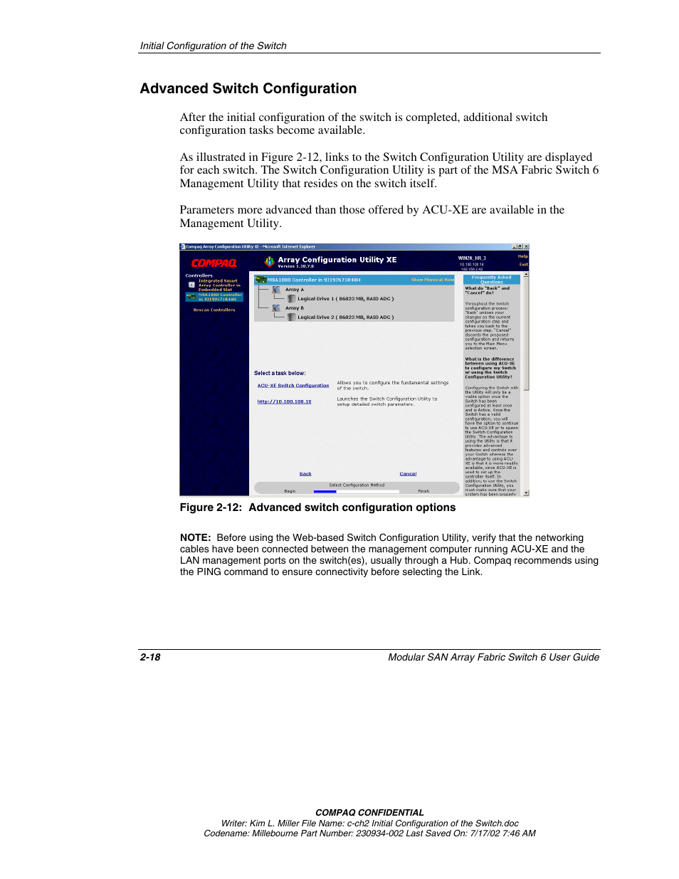 Advanced switch configuration, Advanced switch configuration -18 | Compaq 230934-002 User Manual | Page 35 / 170