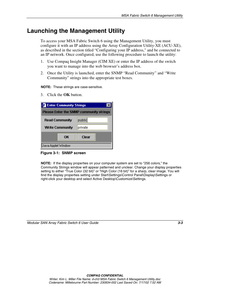 Launching the management utility, Launching the management utility -3 | Compaq 230934-002 User Manual | Page 38 / 170