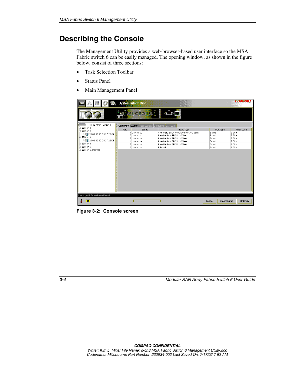 Describing the console, Describing the console -4 | Compaq 230934-002 User Manual | Page 39 / 170