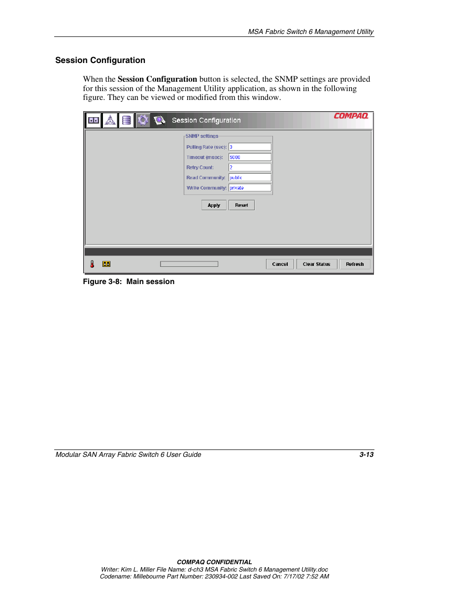 Session configuration | Compaq 230934-002 User Manual | Page 48 / 170