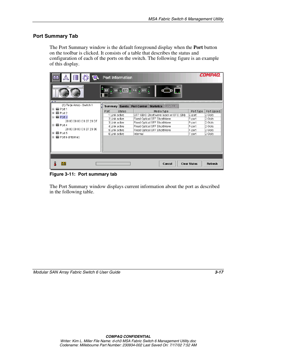 Port summary tab | Compaq 230934-002 User Manual | Page 52 / 170