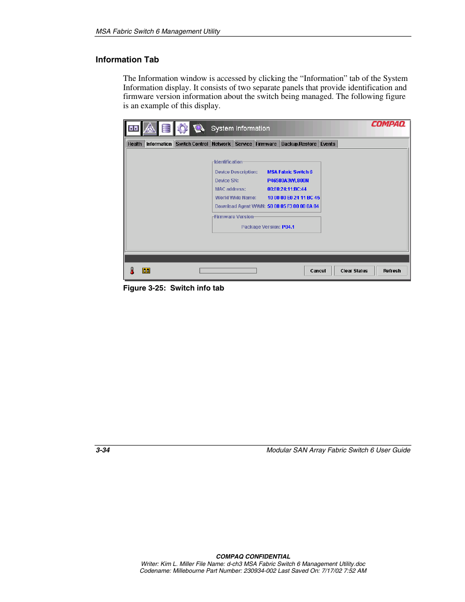 Information tab | Compaq 230934-002 User Manual | Page 69 / 170