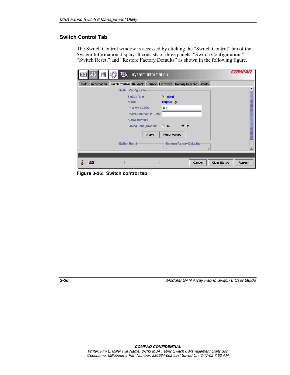 Switch control tab | Compaq 230934-002 User Manual | Page 71 / 170