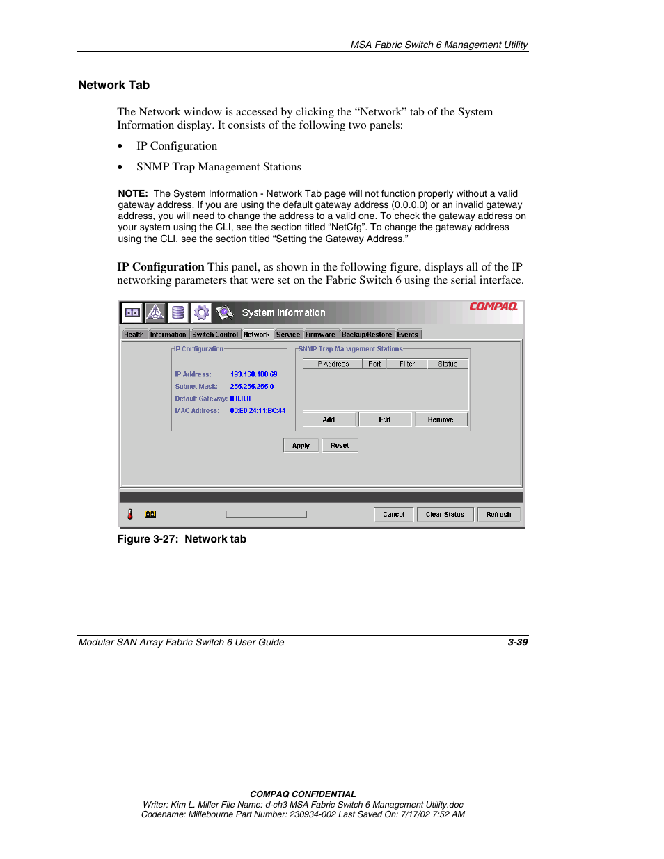 Network tab | Compaq 230934-002 User Manual | Page 74 / 170