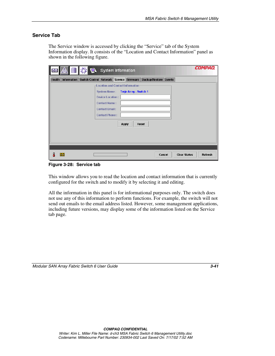 Service tab | Compaq 230934-002 User Manual | Page 76 / 170