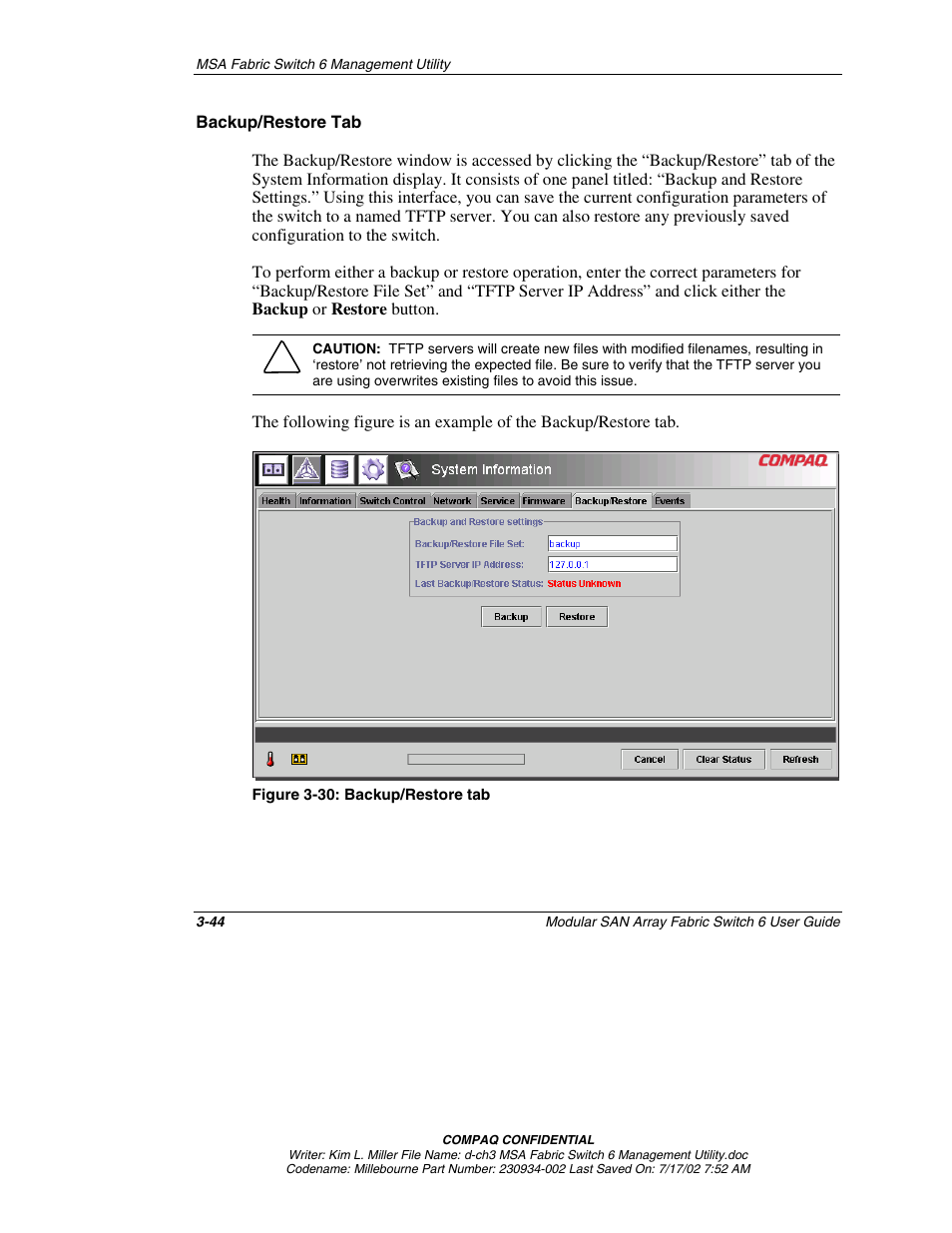 Backup/restore tab | Compaq 230934-002 User Manual | Page 79 / 170