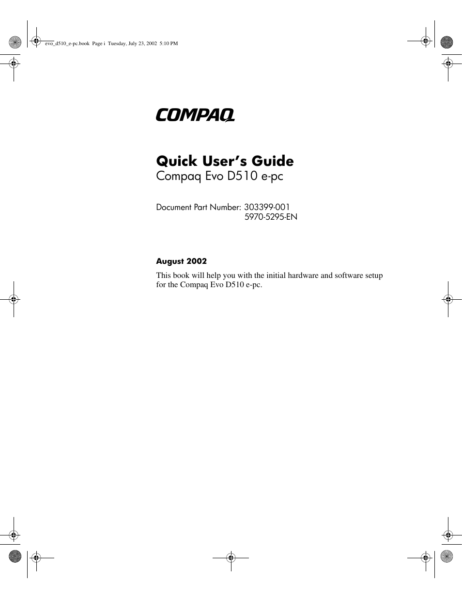 Compaq Evo D510 e-pc User Manual | 35 pages