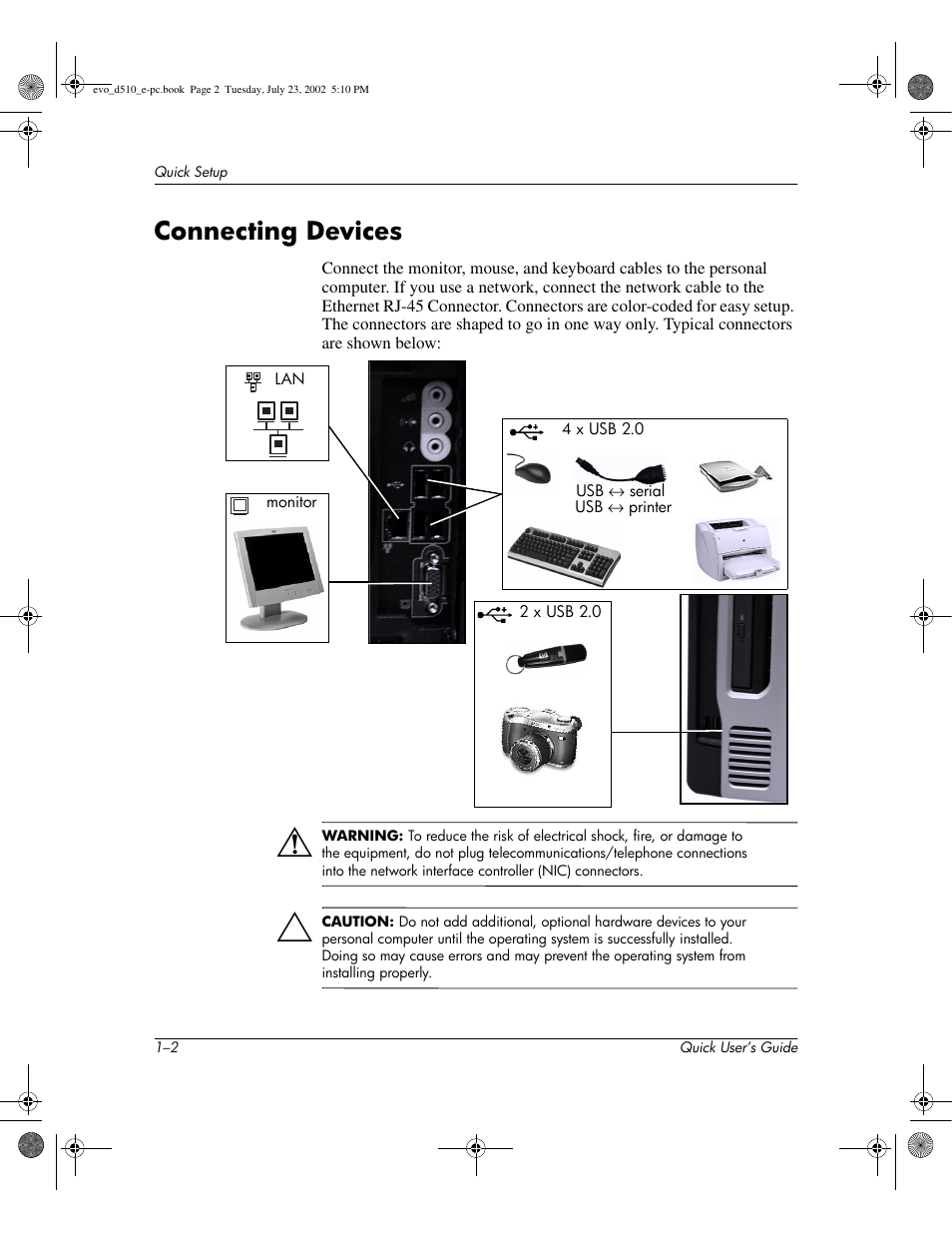 Connecting devices | Compaq Evo D510 e-pc User Manual | Page 6 / 35