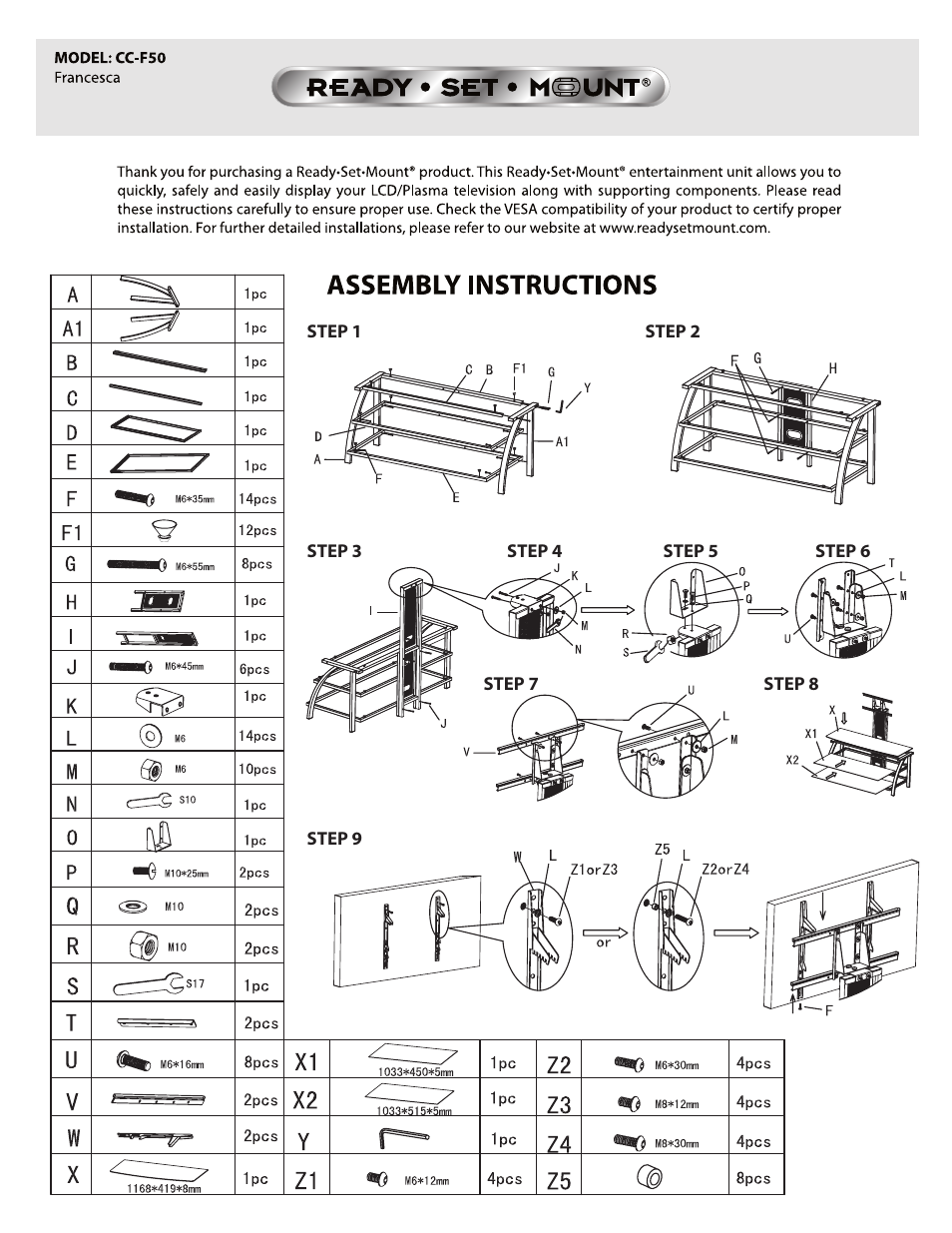 Cc-f50-20111013.efront | Ready-Set-Mount CC-F50 Francesca User Manual | Page 3 / 4