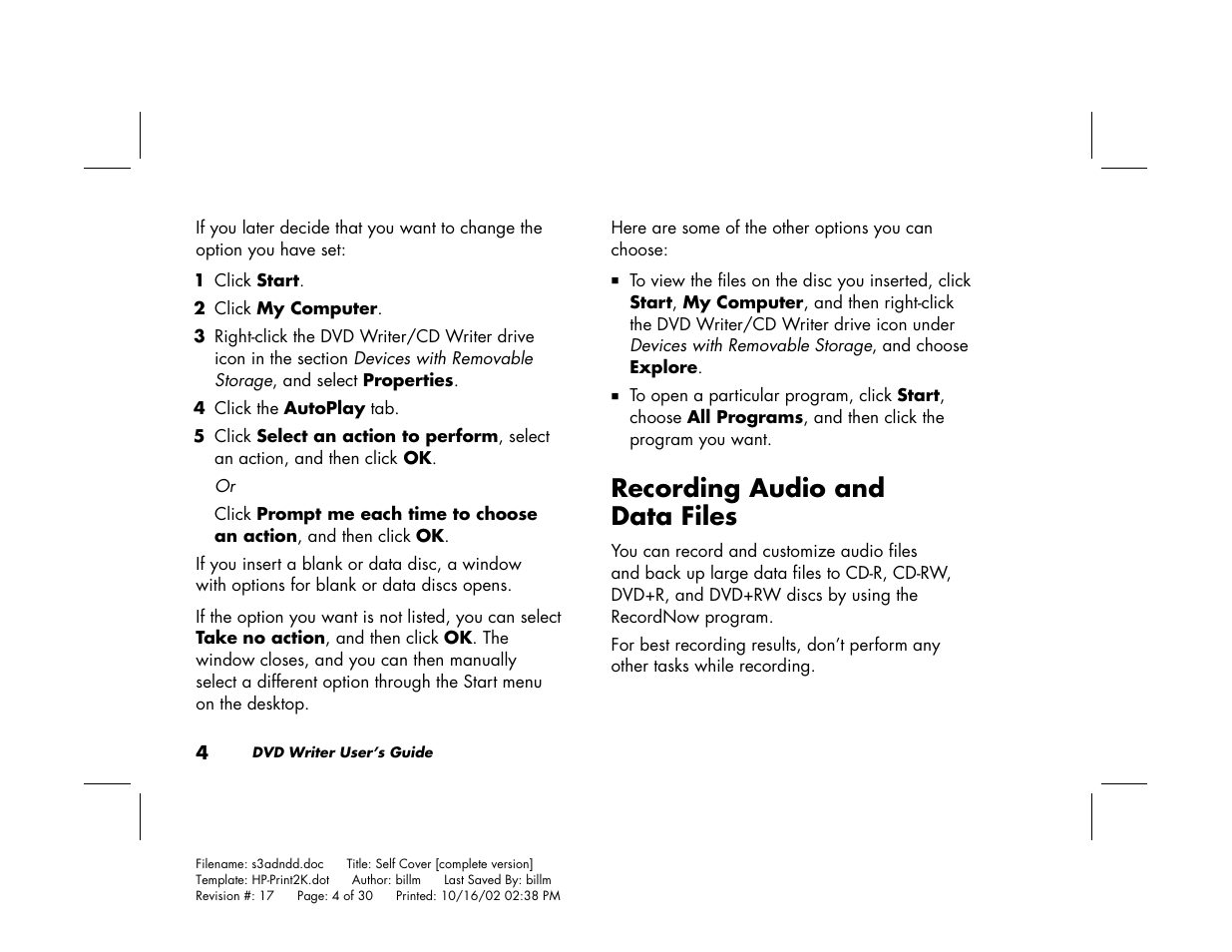 Recording audio and data files | Compaq Presario 6201IL User Manual | Page 8 / 30