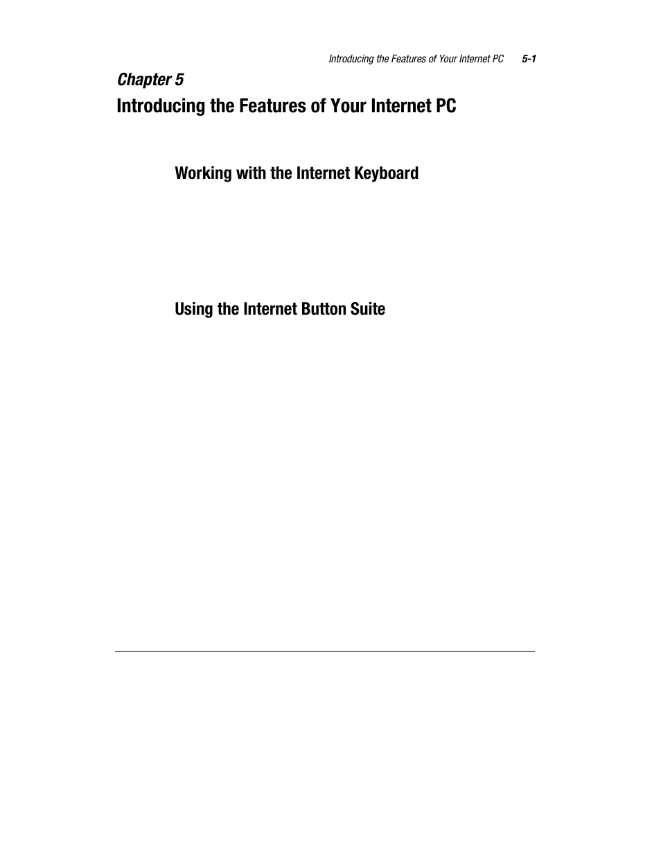 Introducing the features of your internet pc, Chapter 5, Working with the internet keyboard | Using the internet button suite | Compaq Presario 7360 User Manual | Page 34 / 214