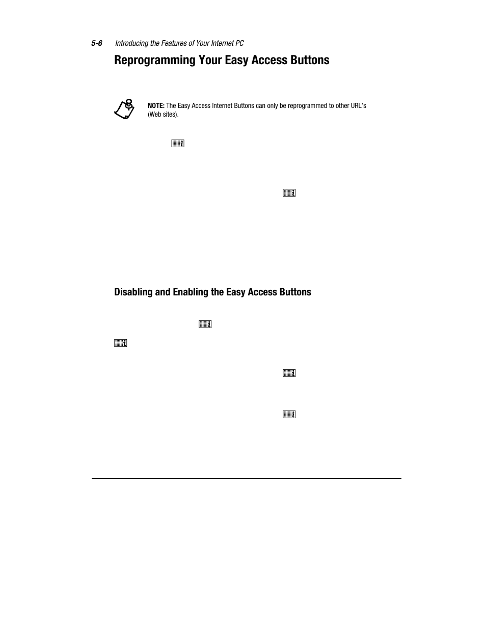 Reprogramming your easy access buttons, Disabling and enabling the easy access buttons | Compaq Presario 7360 User Manual | Page 39 / 214