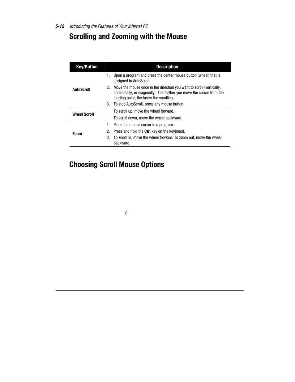 Scrolling and zooming with the mouse, Choosing scroll mouse options | Compaq Presario 7360 User Manual | Page 45 / 214