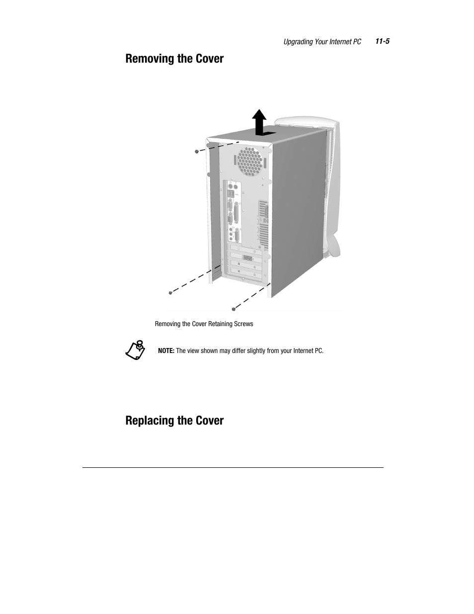 Removing the cover, Replacing the cover | Compaq Presario 7360 User Manual | Page 88 / 214