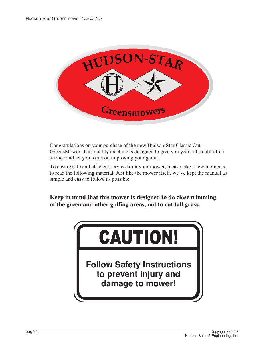 Reel Mowers HSCC User Manual | Page 2 / 17
