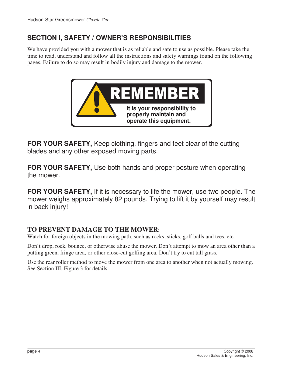 Reel Mowers HSCC User Manual | Page 4 / 17